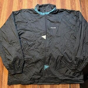 Adidas Black Vintage 90's Retro Rain Wind Jacket Fits XL